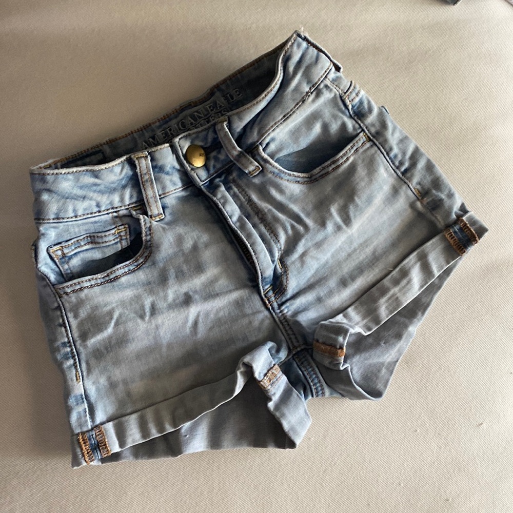 American Eagle High-rise Shortie Size 00 - Light Blue Denim